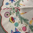 Vintage Mcm Hand Painted Felt Christmas Tree Skirt Glitter Ornaments 36   - Rare