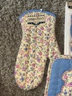 Vtg Sarah Lynns Floral Cat Hand Towel  Oven Mitt And Hot Pad Country Kitchen New