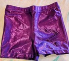 Danskin Metallic Shiny Gymnastics Cheer Dance Shorts Girls 12-14 Purple    