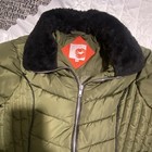 Hot Mess Quilted Fur Collar Zip Pockets Olive Short Women s Puffer Jacket Size M