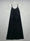 Vintage Whimsigoth Crushed Velvet Dress Womens  M Black Vamp Maxi Midi Goth Glam