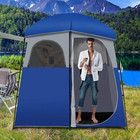 Double-room Blue Camping Shower Toilet Tent With Floor Oversize Portable Storage