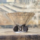 Art Deco Silver Plate Dish  French Modernist Footed Bowl  C  1930 Wooden Accent