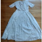 Antique Edwardian Cotton And Lace Tea Gown Dress Victorian 1900 s Embroidered 