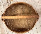 Nice Antique 21  Woven Splint Melon Buttocks Basket W  Handle   Original Patina