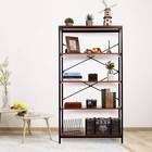 Tall Bookcase Open Bookshelf Modern Wide Book Shelf Wood Metal Industrial