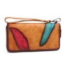 Genuine Leather Wallet Women Clutch Zip Wallet Purse Card Holder With Wristlet