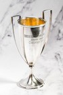 Elegant Antique Sterling Silver Double Arm Tennis Trophy Cup Shreve   Co Sports