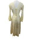 Women   s Vintage 1960s 1970s Mexican Lace Pin Tuck Wedding Dress Small Yellow