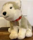 Fao Schwarz Pet Husky Dog Wolf Plush Toy 10  Blue Eyes Clean Soft White Grey