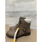 Mia Combat Boots Kids Size 3 Taupe Brown Knit Cuff Side Zip Nwt