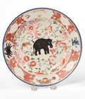 Pair Of Antique Chinese Qing Dynasty Export Bowl   Plate W elephants