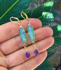  170 Chalcedony Tanzanite Quartz Gold Plated Sundance Charm Earrings Jewelry