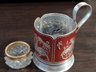 Vintage Soviet Tableware Set Cup Holder And Salt Shaker Ussr