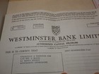 1964 Westminster Bank Limited 31 Shares F Thornton Vintage Stock Certificate