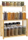 Bamboo Spice Rack Organizer - Kitchen Bathroom Countertop Display   Storage Rack