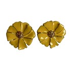 Vintage Lot Mod Clip On Earrings 6 Pr Flowers Discs Orange Yellow Retro Pin Up