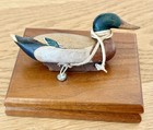 Hand Carved Wooden Miniature Duck Decoy Hinged Lidded Box By Ron Duncan Montana