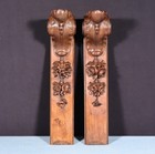 16  Pair Of French Antique Solid Walnut Wood Highly Carved Posts With Flowers