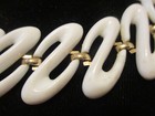 Vintage Signed Monet Mid Century Modern Retro Curvy White Lucite Link Bracelet 
