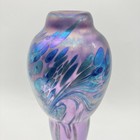 Brian Maytum Signed 1988 Art Glass Torchiere Oil Lamp Iridescent Pulled Feather