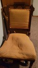 Vintage  1888 s Red Wood Burn Orange  Paisley Porcelin Wheels Chair