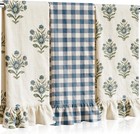 3pcs Vintage Floral Kitchen Towels Blue Ruffled Gingham Flower Dish Towel 18    
