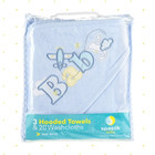 Bath Hooded Towels   Washcloths Set For Babies  23-piece Gift Set  Blue Baby