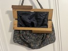 Vintage Tapestry Bag Floral With Wooden Frame Purse Handbag Mid Century