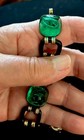 Vintage German Art Deco  Hi-dome Green Glass Cabochon Rolled Gold Hallmark