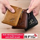 Mens Fid Blocking Leather Wallet Credit Card Id Holder Zipper Purse Waterproof