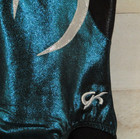 Gk Elite Leotard Turquoise Black Silver Foil Gems Gymnastics Cm Childs M