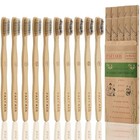 Bamboo Toothbrushes 10 Pack Biodegradable Soft Medium Charcoal Bristles