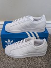 Size 4 Unisex Youth Adidas Superstar J White Lace Up Low Top Casual Shoes Ef5399