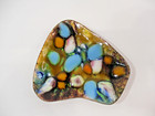 Vtg Mcm Enamel On Copper Abstract Trinket Dish Plate Aqua Mid-century Modern 4   