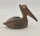 Vintage Hand Carved Wood Pelican Bird Carving Nautical Coastal Decor 6   