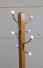 Antique Mission Arts   Crafts Petite Kids Oak Wood Coat Rack Tree Brass Hooks