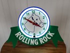 Rolling Rock Beer Neon Lighted Clock Sign New Old Stock With Original Box