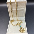 Vintage 12k Gold Filled Pocket Watch Chain Fob  Swivel Dog Clip faux Pearl   Gem