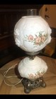 Vintage Milk Glass Globe Gone With The Wind Lamp Electric 21  Rose Floral Hedco