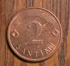 2006 Latvia 2 Santimi Coat Of Arms  Arcs  Diamond Shaped Suns  17mm Coin