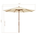 Costway 10 Ft Wooden Outdoor Patio Table Umbrella W pulley Height Adjustable