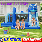    12 4x8 3ft Inflatable Bounce House With Slide   Air Blower Kids Bouncy Castle