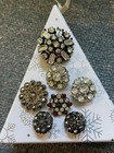 7 Vintage Rhinestone Sewing Buttons   Beautiful  Collect Or Use  Includes 2 Prs