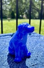Fenton Art Glass Dog Figurine Labrador Retriever Rare Periwinkle Blue Slag 4   