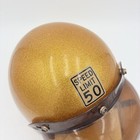 1960s Gold Metal Flake Open Face Motorcycle Helmet Bubble Shield Snell