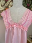 Vintage 1970s Babydoll Nightgown Lingerie Sz Small Ruffles Bow Lace Pink Usamade