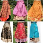 10 Pc Lot Vintage Silk Skirts Women Long Dress Flamenco Bohemian Hippie Skirt
