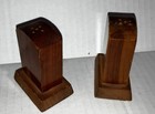 Vintage Titusville Pa Souvenir Wooden Tombstones Here Lies Salt   Pepper Shakers