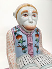 Large 11 5  Vintage Chinoiserie Monkey Figurine Reading Book Hand Painted Decor